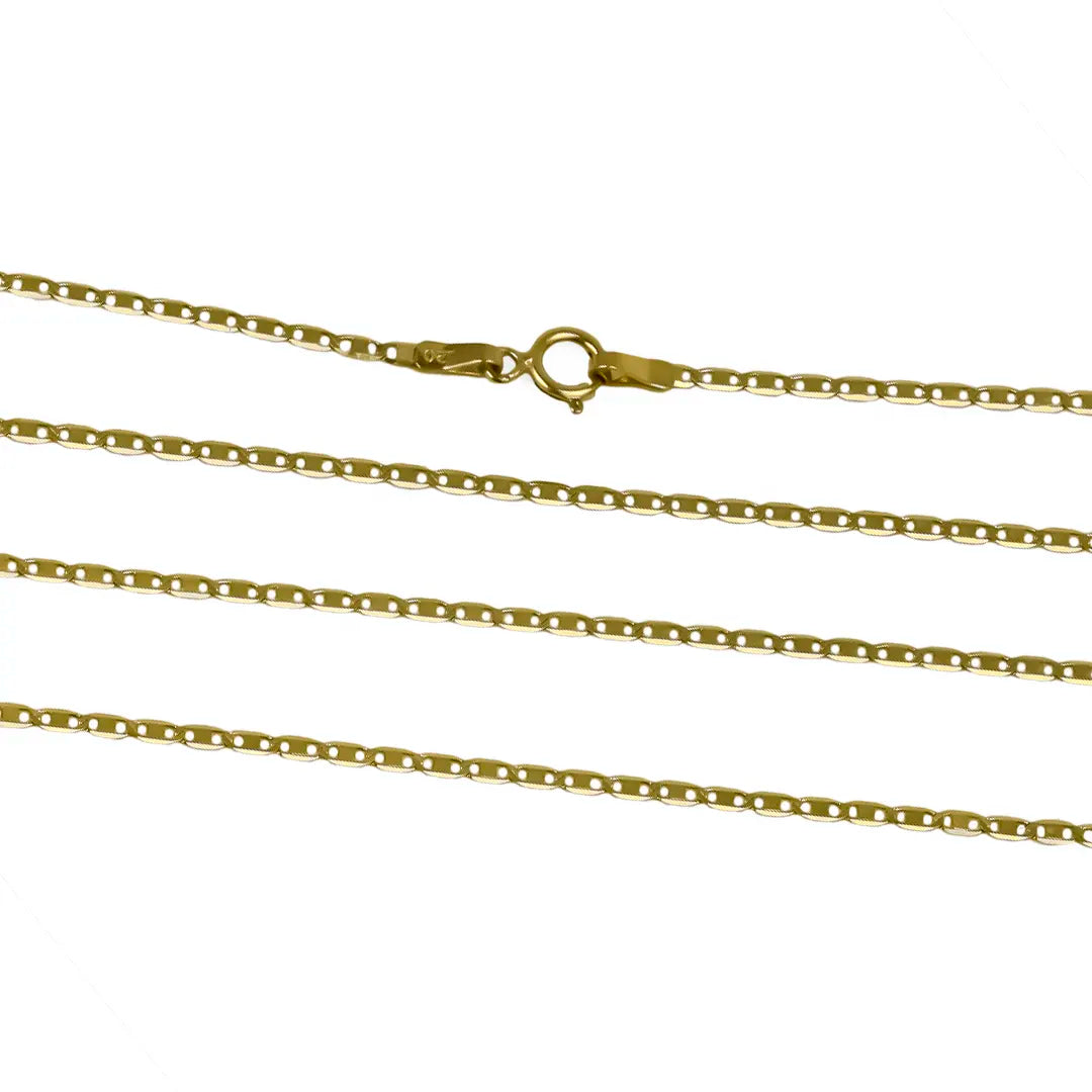 Cadena Escalera Plana espejo S 40 es una pieza única de la Joyería Caracas, hecha con oro de 18K. Cuenta con garantía de por vida. 