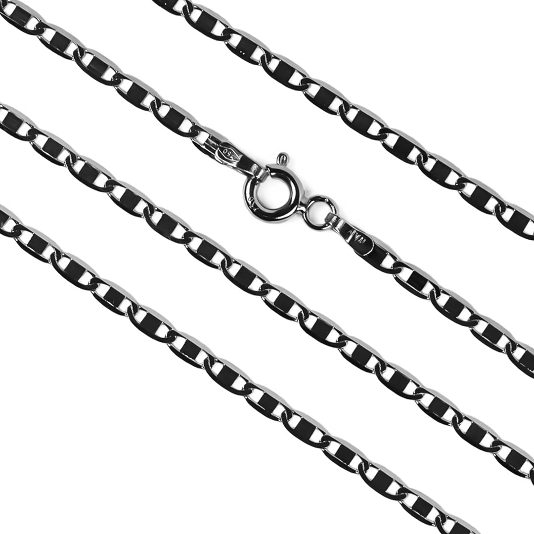 Cadena Escalera Plana 40 blanco de Joyería Caracas es una opción elegante y sofisticada para cualquier ocasión. Hecha en oro de 18k.