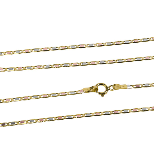 Cadena Escalera Plana espejo S50 3 oros Joyería Caracas, cuenta con certificado de calidad y garantía de por vida.