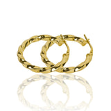 Candongas melcocha twiste M fabricadas en oro 18k por Joyería Caracas, cuenta con una garantía para toda la vida.