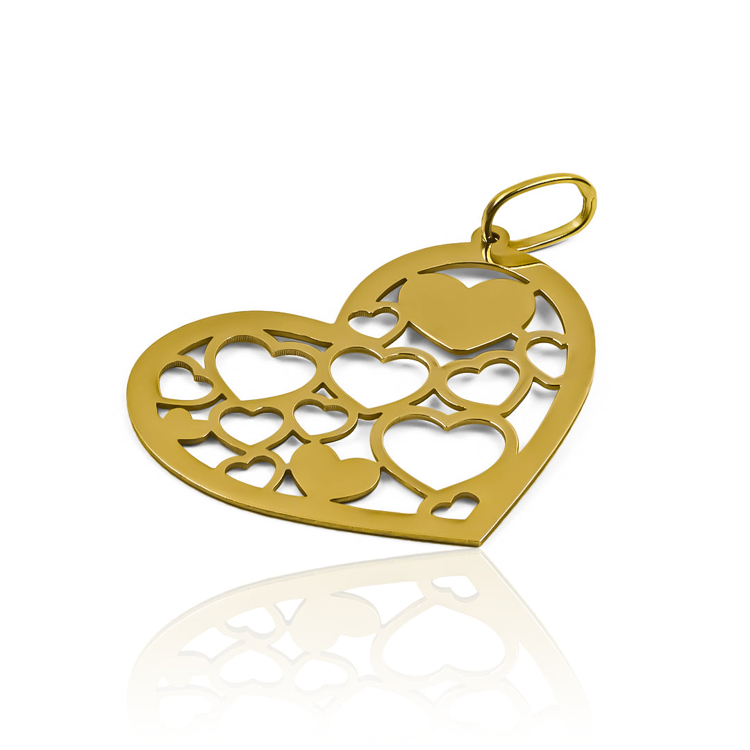 Dije Corazón con corazones I, elaborado en oro 18K por Joyería Caracas. Con garantía para toda la vida.