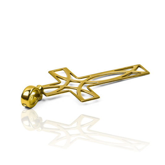 Dije Cruz Simetry I, fabricado en Oro 18K por Joyería Caracas, este dije es garantía para toda la vida.