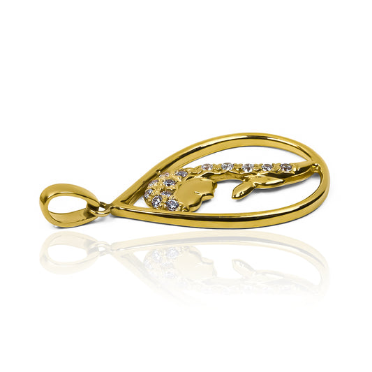 Dije Virgen Silueta gota I, fabricado en Oro 18K por Joyería Caracas, cuenta con garantía de calidad.