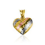 Dije corazón soplado tres oros. Hecho por joyeros expertos. En Joyería Caracas, cuenta con garantía de por vida. 