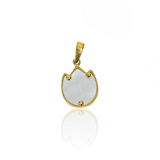Dije Tulip Nacar L en oro de 18k de la Joyería Caracas. Con su diseño en forma de tulipán, este accesorio cuenta con certificado de calidad y garantía de por vida.