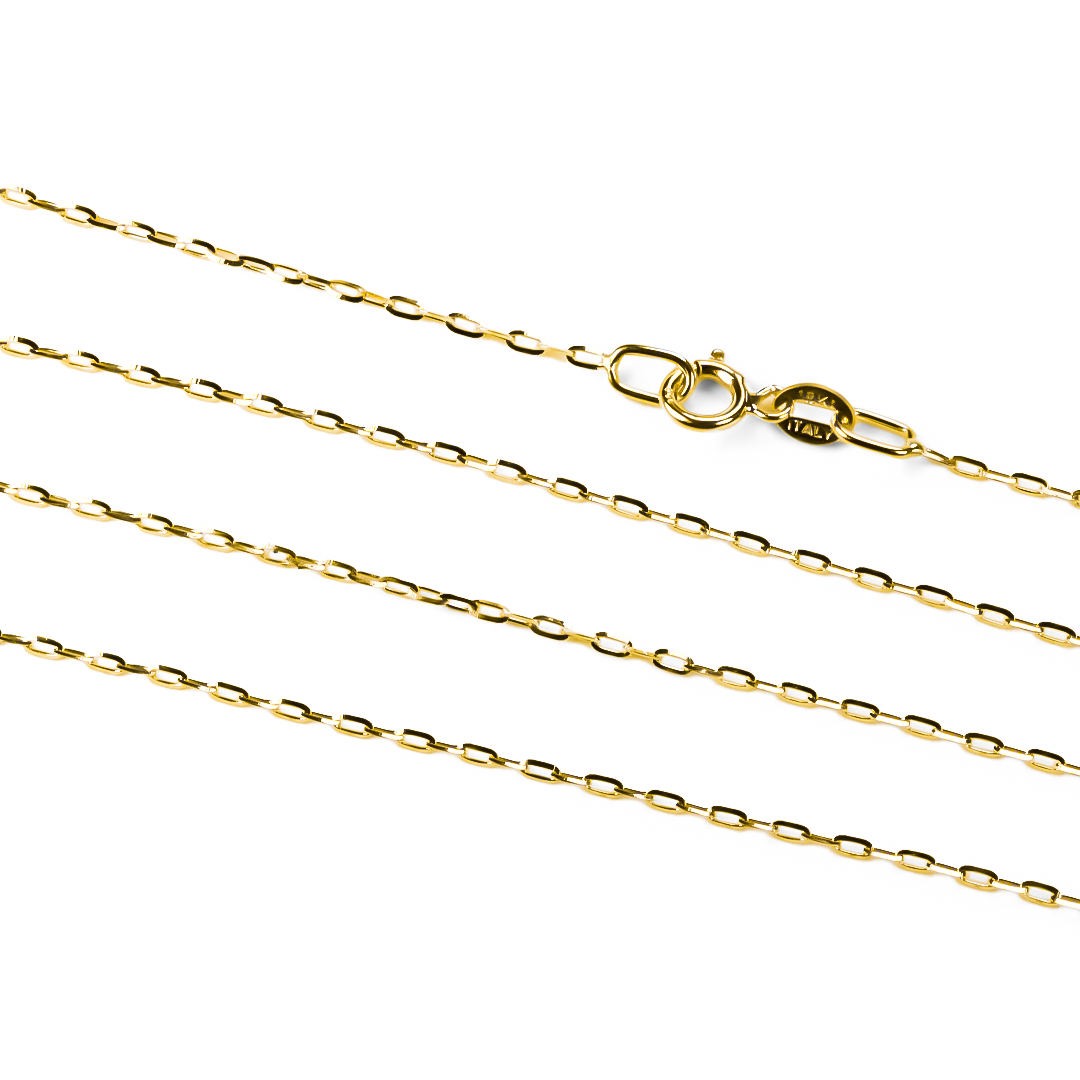 Cadena veneciana longata M50 es una joya de alta calidad de nuestra exclusiva Joyería Caracas. Hecha con oro 18k, esta cadena es garantía de vida.
