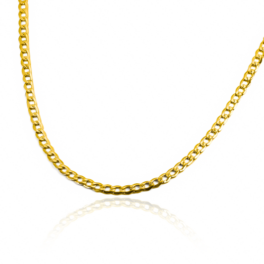 Cadena Cubana Seguida M60 de la Joyería Caracas es un elegante accesorio en oro de 18k. Cuenta con garantía de por vida. 