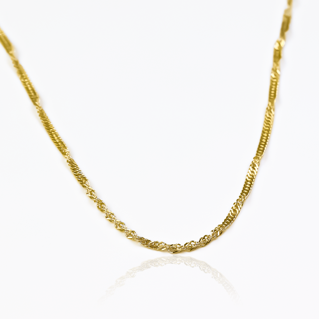 Cadena Singapur S50. Hecha con oro 18k y con una garantía de por vida, es una joya de la prestigiosa Joyería Caracas.