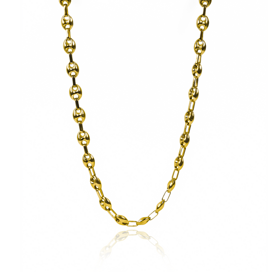 Cadena Calabrote S 45 JT es una elegante opción para complementar tu look. Confeccionada en oro de 18k por la Joyería Caracas, es una pieza de alta calidad y durabilidad.
