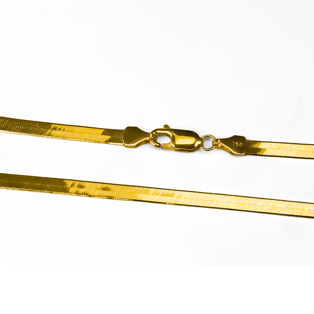 Gargantilla Espejo M 45, fabricado en oro 18k por Joyería Caracas, cuenta con un certificado de calidad y garantía de por vida.