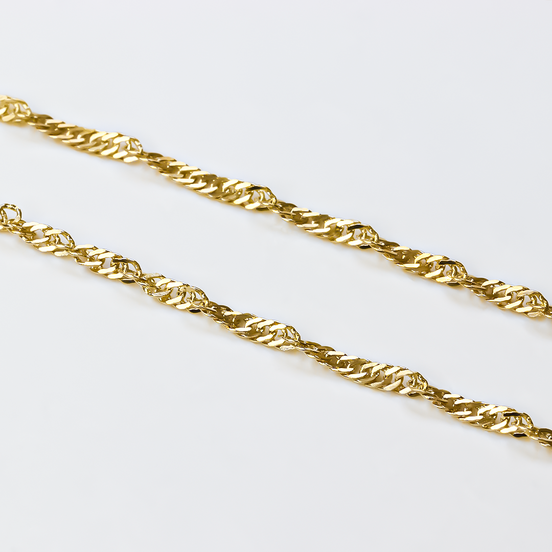  nuestra cadena Singapur S50. Hecha con oro 18k y con una garantía de por vida, es una joya de la prestigiosa joyería Caracas. 