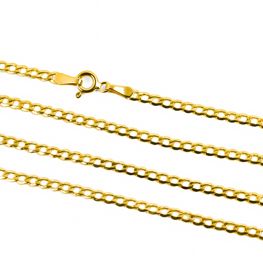 Cadena Cubana Seguida M60 de la Joyería Caracas es un elegante accesorio en oro de 18k. Cuenta con garantía de por vida. 