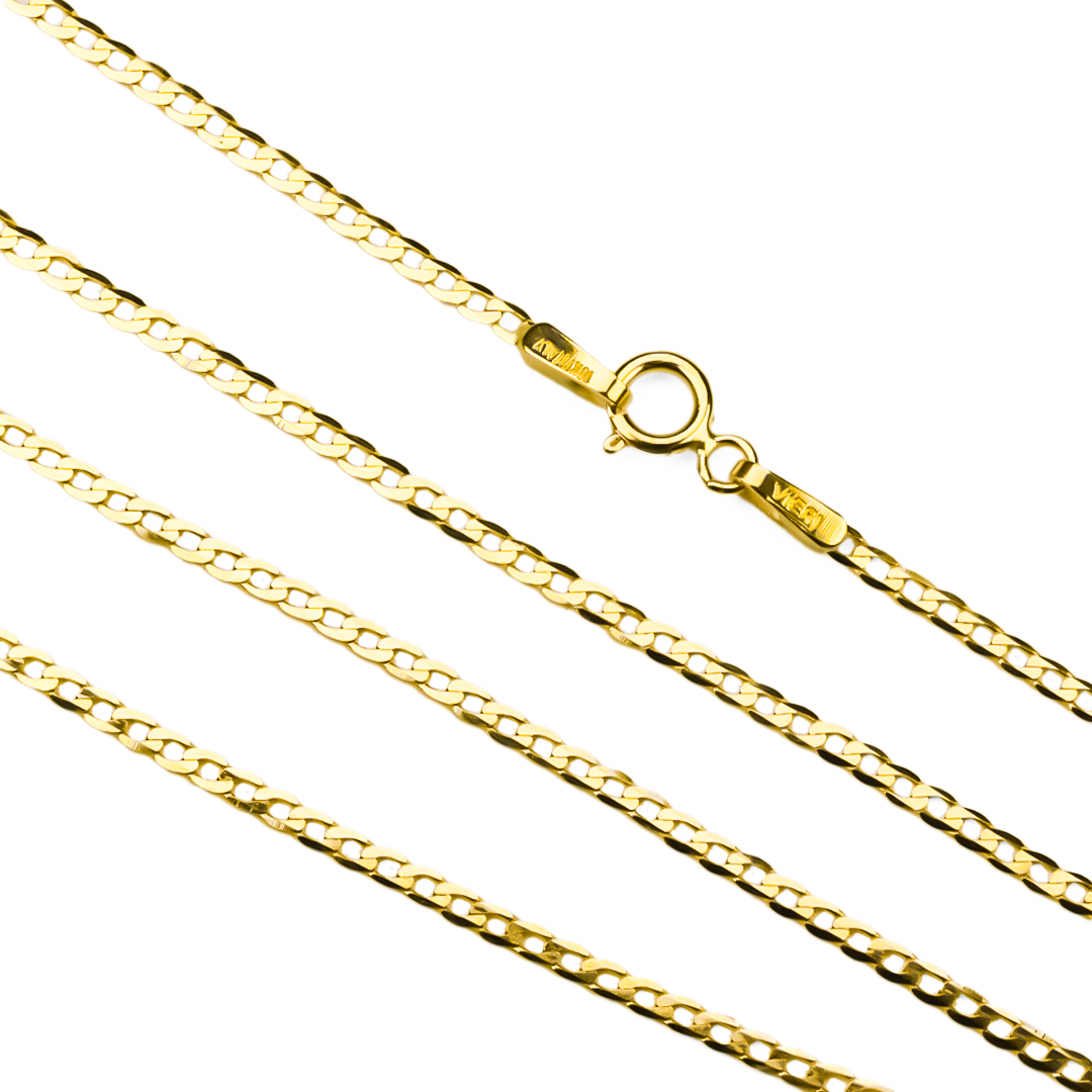 Cadena Cubana Espejo SM 40 en oro de 18k de la Joyería Caracas. Cuenta con garantía de por vida. 