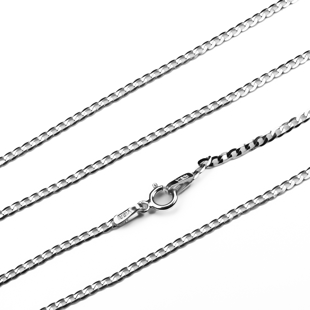 Cadena mini cubana white SM 50 I, creada por Joyería Caracas en oro 18k y con garantía de por vida.