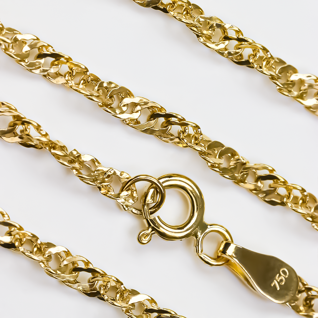 Cadena Singapur M60 de Joyería Caracas, hecha de oro 18k y con garantía permanente, esta cadena es el accesorio perfecto para una apariencia exclusiva y duradera.