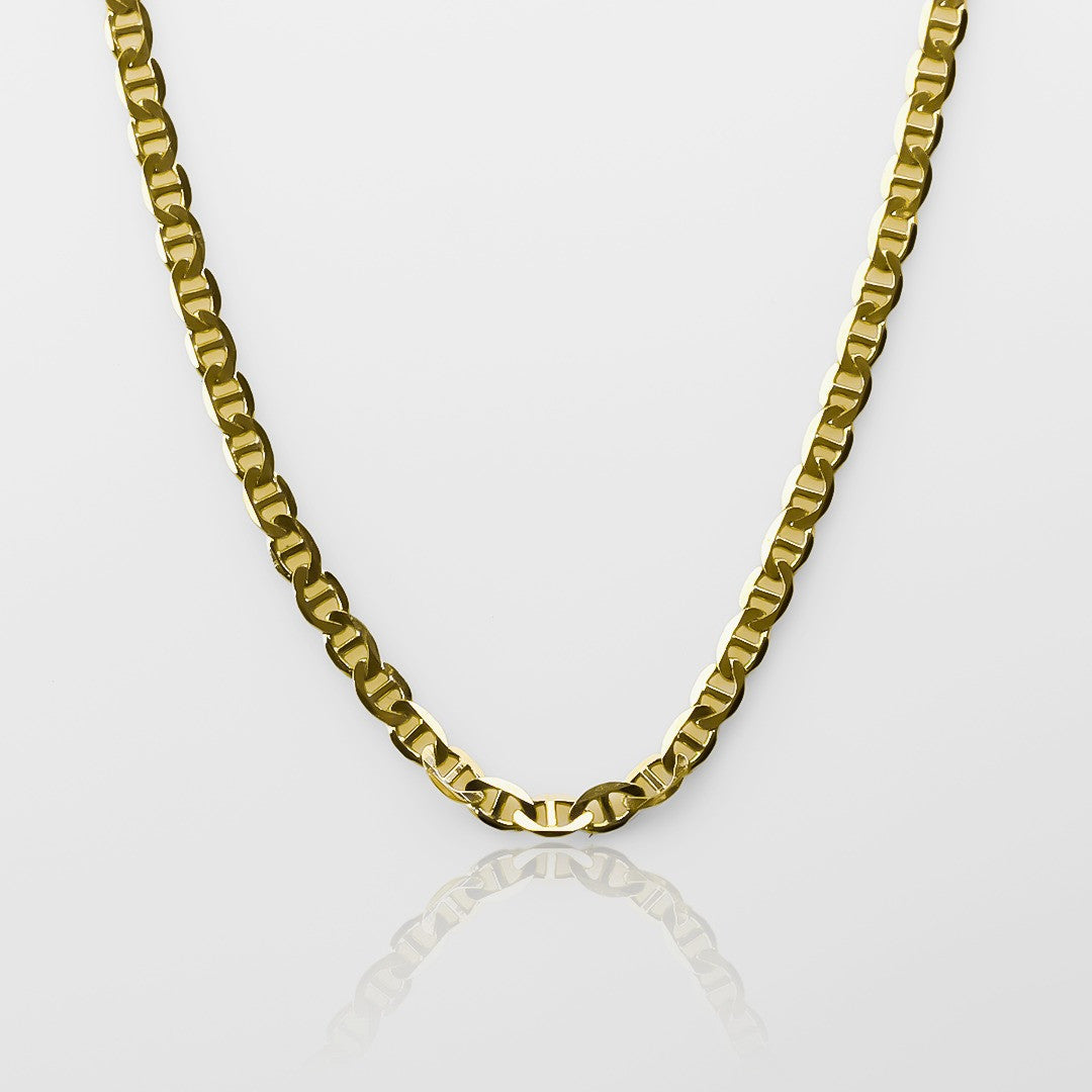 Cadena escalera espejo S50 en Oro de 18k de Joyería Caracas. Cuenta con garantía para toda la vida. 
