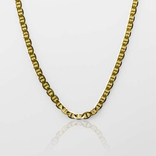 Cadena escalera espejo S50 en Oro de 18k de Joyería Caracas. Cuenta con garantía para toda la vida. 
