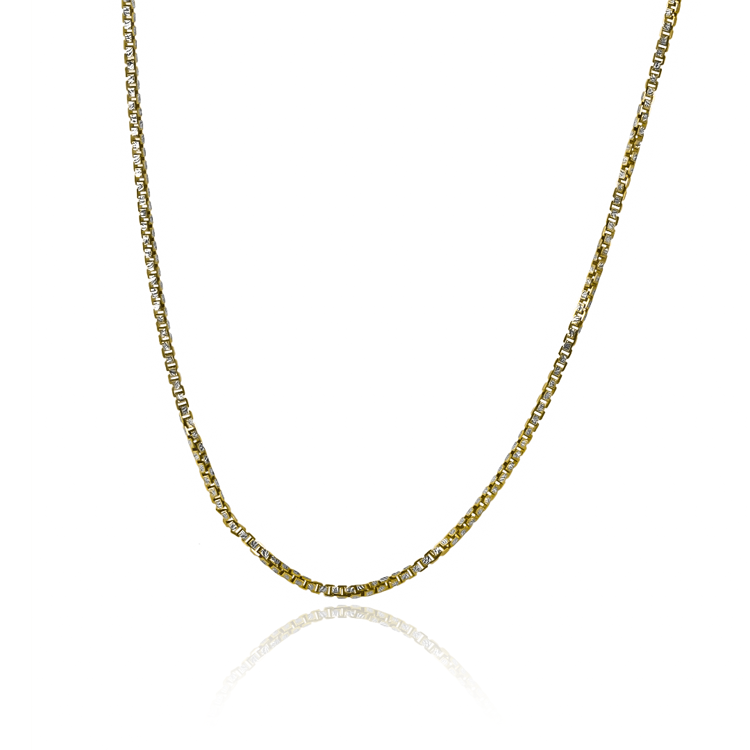 Cadena Venecia estilo bicolor 50 de Joyería Caracas es una verdadera obra de arte en oro 18k con una garantía de por vida.