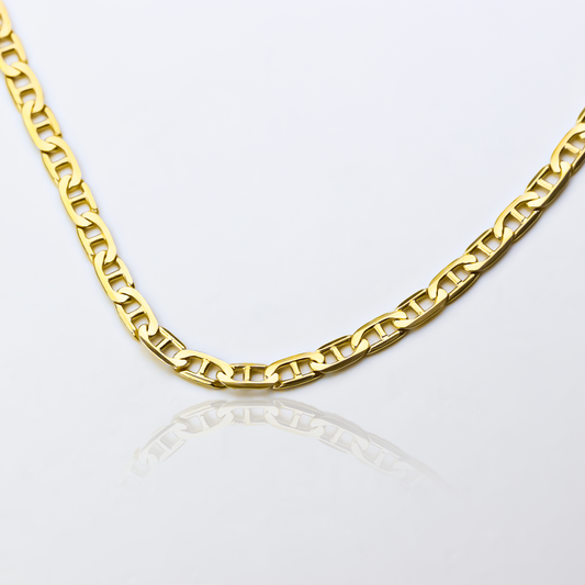 Cadena Escalera E50 de la Joyería Caracas es una pieza de oro de 18K de alta calidad, cuenta con garantía de por vida. 