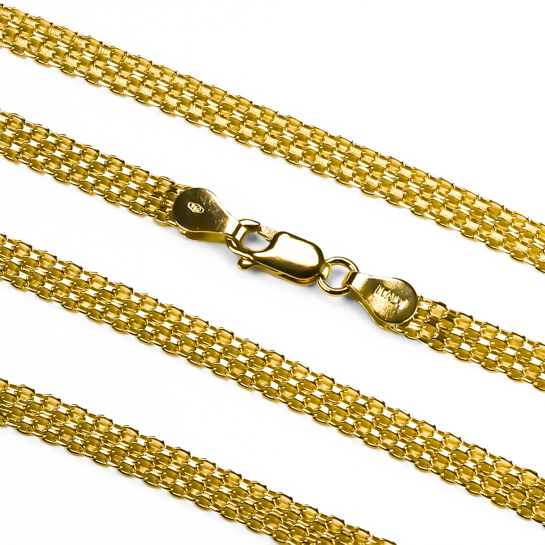 Cadena Bismarck esterilla XL 60 en oro de 18k de la Joyería Caracas, cuenta con garantía de por vida. 