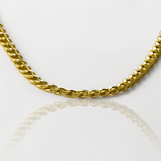 Cadena cubana seguida S50 en oro de 18k de la Joyería Caracas es la combinación perfecta de elegancia y durabilidad. Hecha con materiales de alta calidad, cuenta con garantía de por vida. 