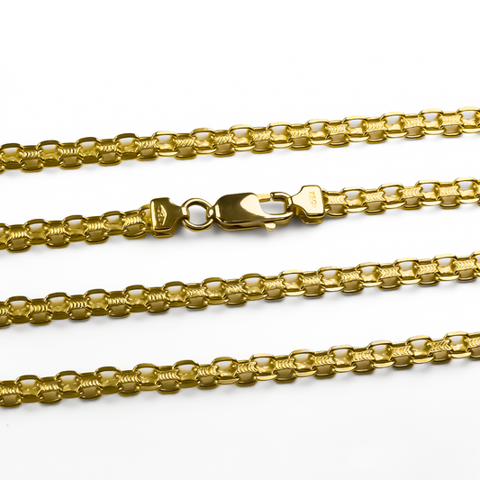 Cadena Bismarck M60 es una elegante pieza de joyería hecha de oro de 18k, originaria de la prestigiosa Joyería Caracas, cuenta con garantía de por vida. 