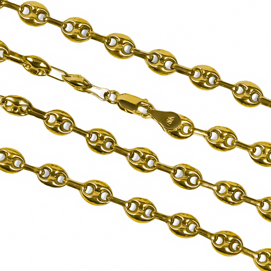 Cadena Calabrote S 45 JT es una elegante opción para complementar tu look. Confeccionada en oro de 18k por la Joyería Caracas, es una pieza de alta calidad y durabilidad.