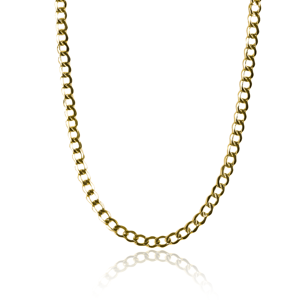 Cadena cubana L50 I de la Joyería Caracas está elaborada en oro de 18k, lo que garantiza su durabilidad y brillo. Cuenta con garantía de por vida. 