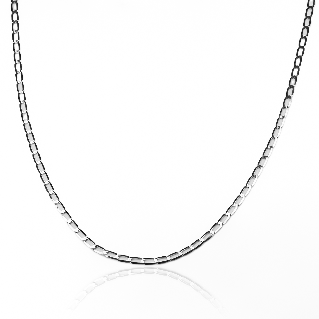 Cadena cubana alargada de oro blanco de 18k de la Joyería Caracas le dará un estilo elegante y sofisticado a tu look. Cuenta con garantía de por vida. 