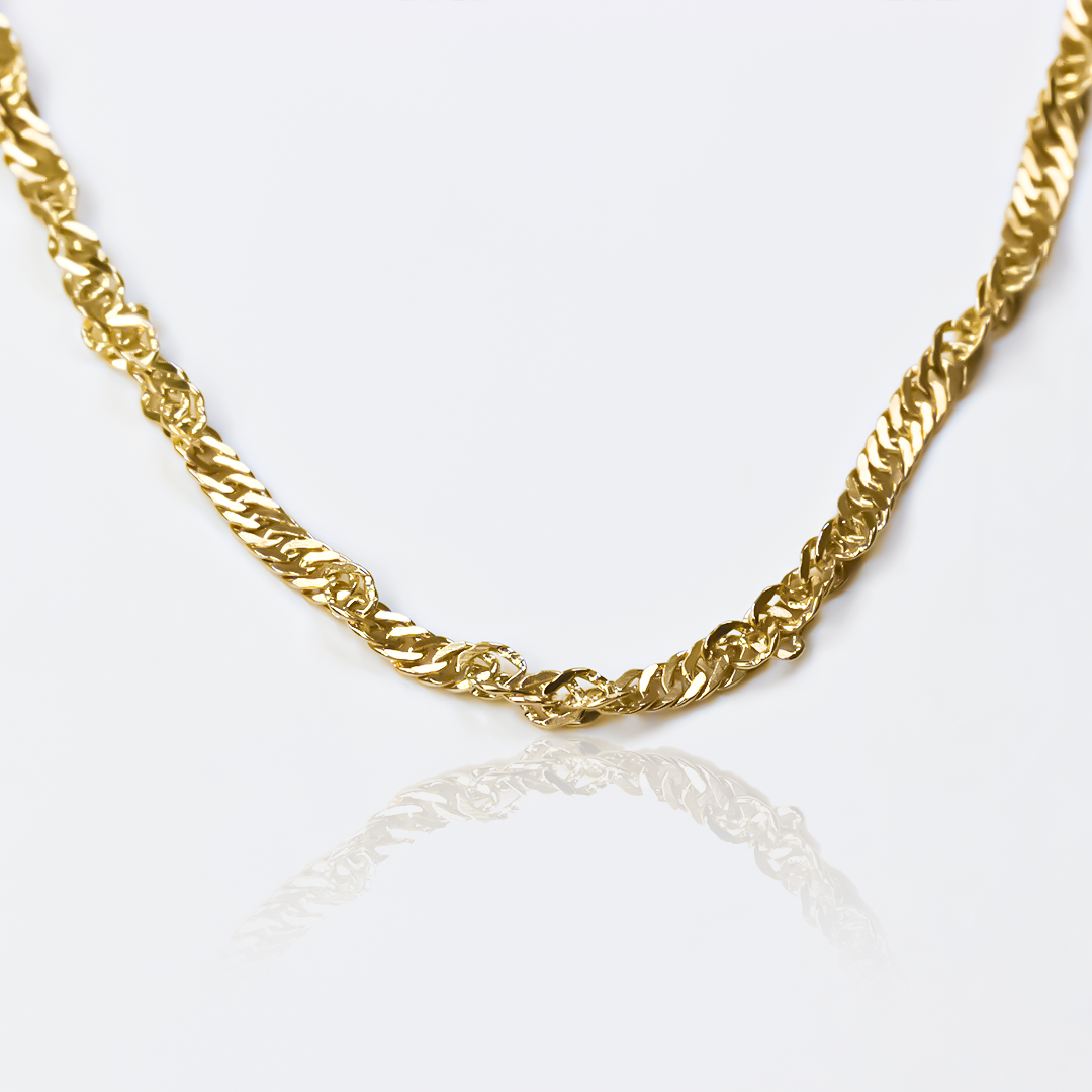 Cadena singapur S40. Hecha en oro 18k y con una garantía de por vida, esta pieza de joyería de la reconocida marca Joyería Caracas es un verdadero tesoro.