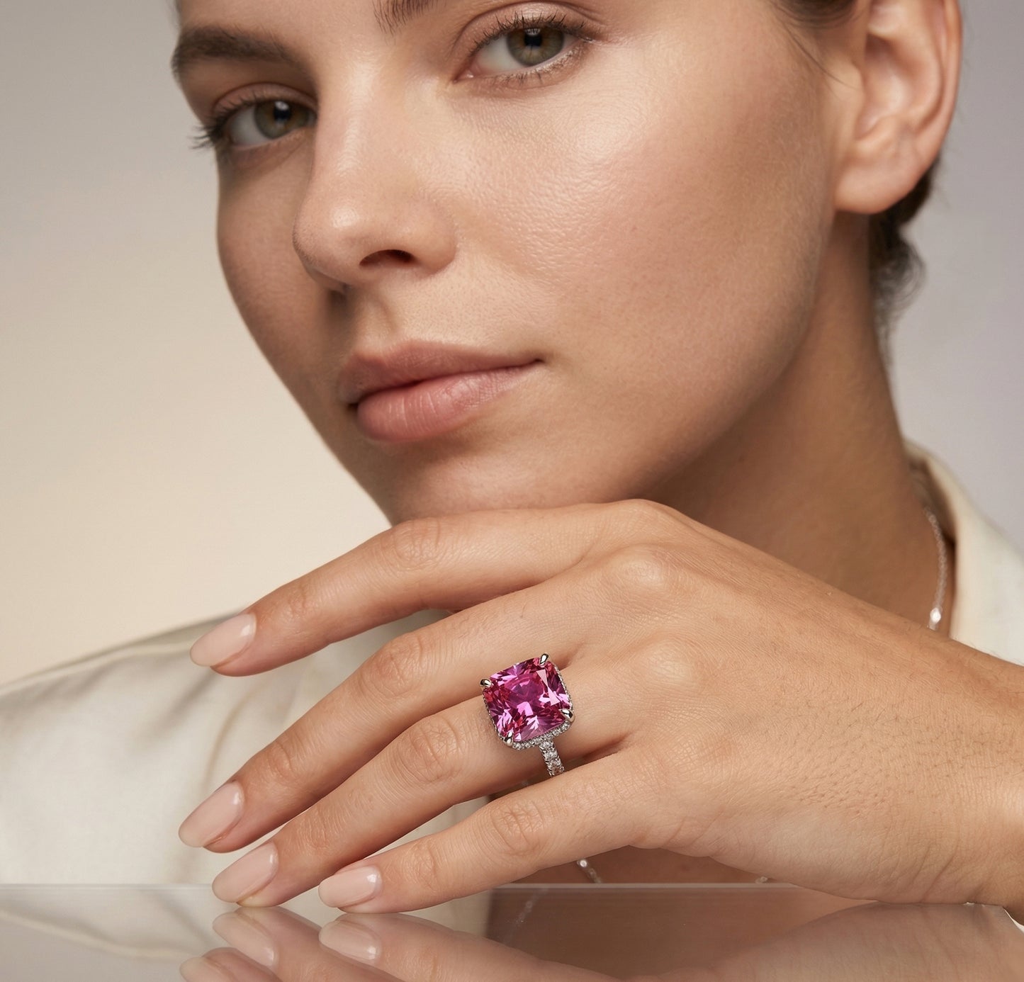 Deep blue diamond and blue sapphire ring
