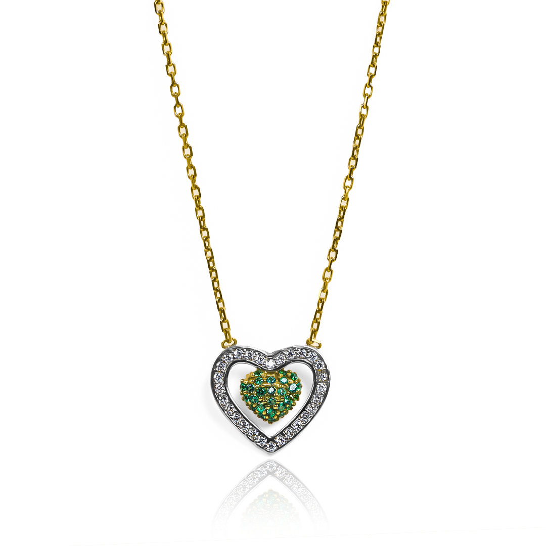 Gargantilla Green Heart I, fabricada en oro 18k por Joyería Caracas, cuenta con un certificado de calidad y garantía de por vida.