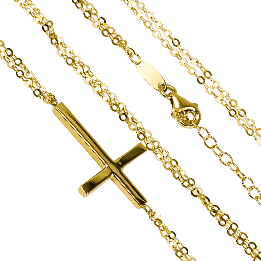 Gargantilla Cruz, fabricado en oro 18K por Joyería Caracas, cuenta con un certificado de calidad y garantía de por vida.