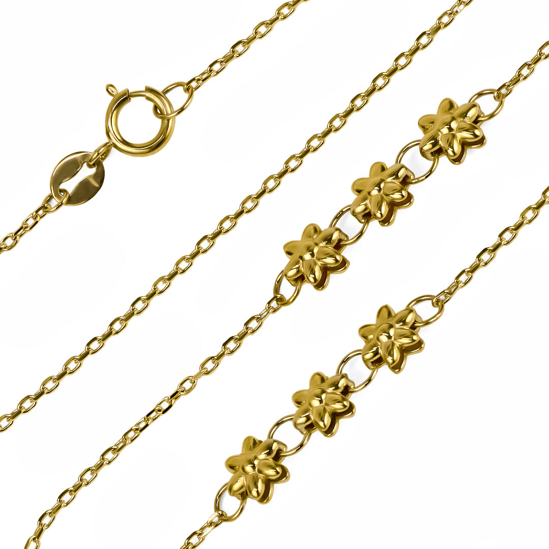 Gargantilla Flower Garden, fabricado en oro 18K por Joyería Caracas, cuenta con certificado de calidad y garantía de por vida.