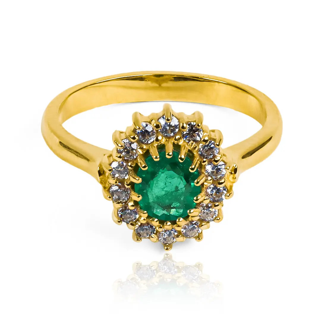 Anillo de compromiso Lady Esmeralda, elaborada en oro 18k y certificada por su durabilidad y elegancia. Con un diseño exclusivo de Joyería Caracas.