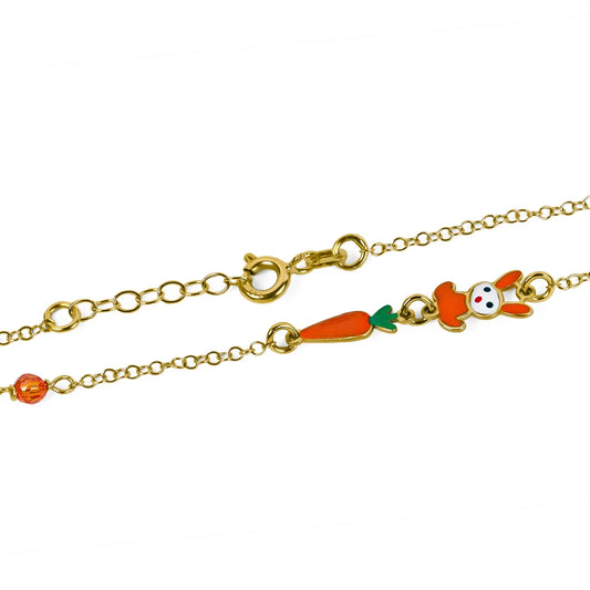 Pulsera baby Rabbit elaborada en oro 18K por Joyería Caracas, cuenta con garantía de por vida.