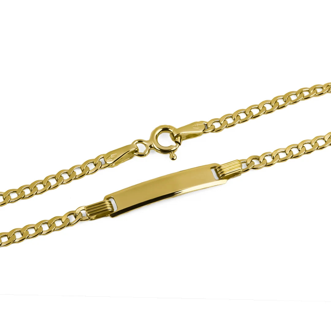 Pulsera esclava plana cubana II elaborada en oro 18k por Joyería Caracas. Además, cuenta con garantía para toda la vida.