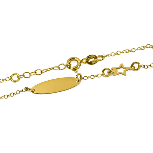 Pulsera bebe estrellita elaborada en oro 18K por Joyería Caracas, cuenta con certificado de calidad y garantía de por vida.