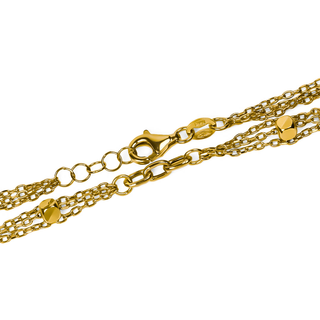 Pulsera cubana mix cubos, fabricada en oro 18K por Joyería Caracas, esta pulsera te ofrece garantía para toda la vida.