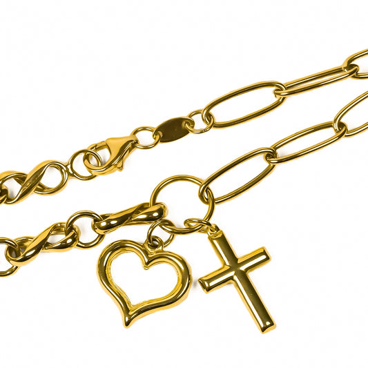 Pulsera cruz + corazón