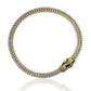 Pulsera Monaco cristales dobles fabricada en oro 18K por Joyería Caracas. Además, cuenta con garantía para toda la vida, asegurando su calidad y durabilidad.