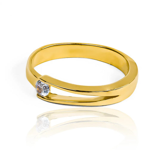 Anillo de compromiso vértice. Hecho a mano en Joyería Caracas con oro 18 k y certificado de calidad, prometiendo una vida de garantía.