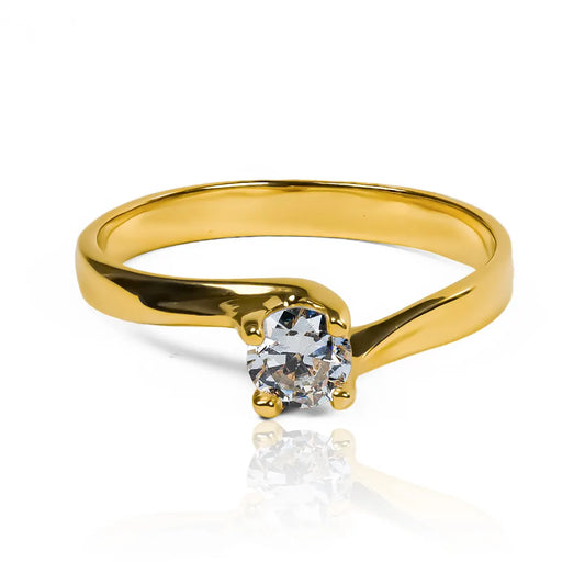 Anillo de Compromiso San Marteen, en oro 18k de Joyería Caracas, este anillo viene con certificado de calidad y garantía de por vida.