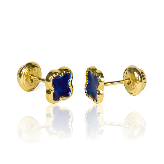 Topitos Clover Sky. Fabricados en oro 18k por Joyería Caracas, cuenta con garantía de por vida.
