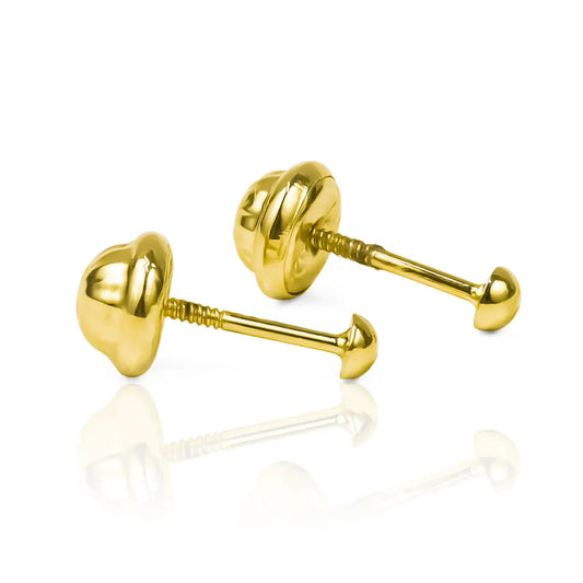 Topitos Media esfera lisa #2.5 bañados en Oro 18K. Hechos a mano por Joyería Caracas, cada pieza viene con una garantía para toda la vida. 