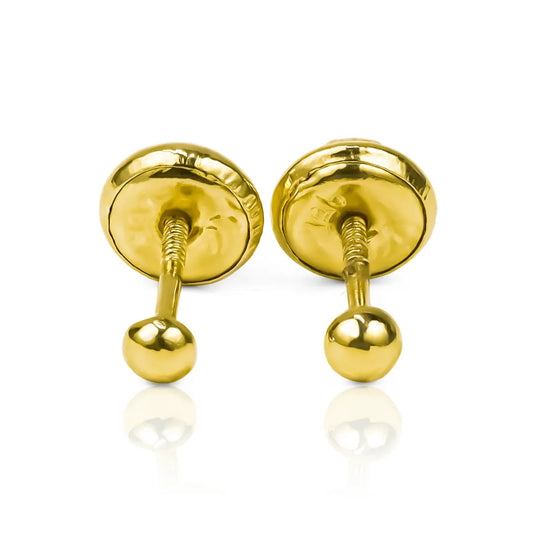  Topitos Media esfera lisa #2.5 bañados en Oro 18K. Hechos a mano por Joyería Caracas, cada pieza viene con una garantía para toda la vida. 