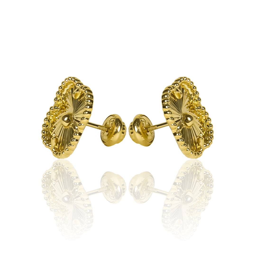 Topitos Shiny Clovers. Fabricados en oro 18k por Joyería Caracas, cuenta con garantía de por vida.