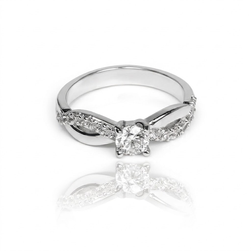 Anillo torção diamantes LAB